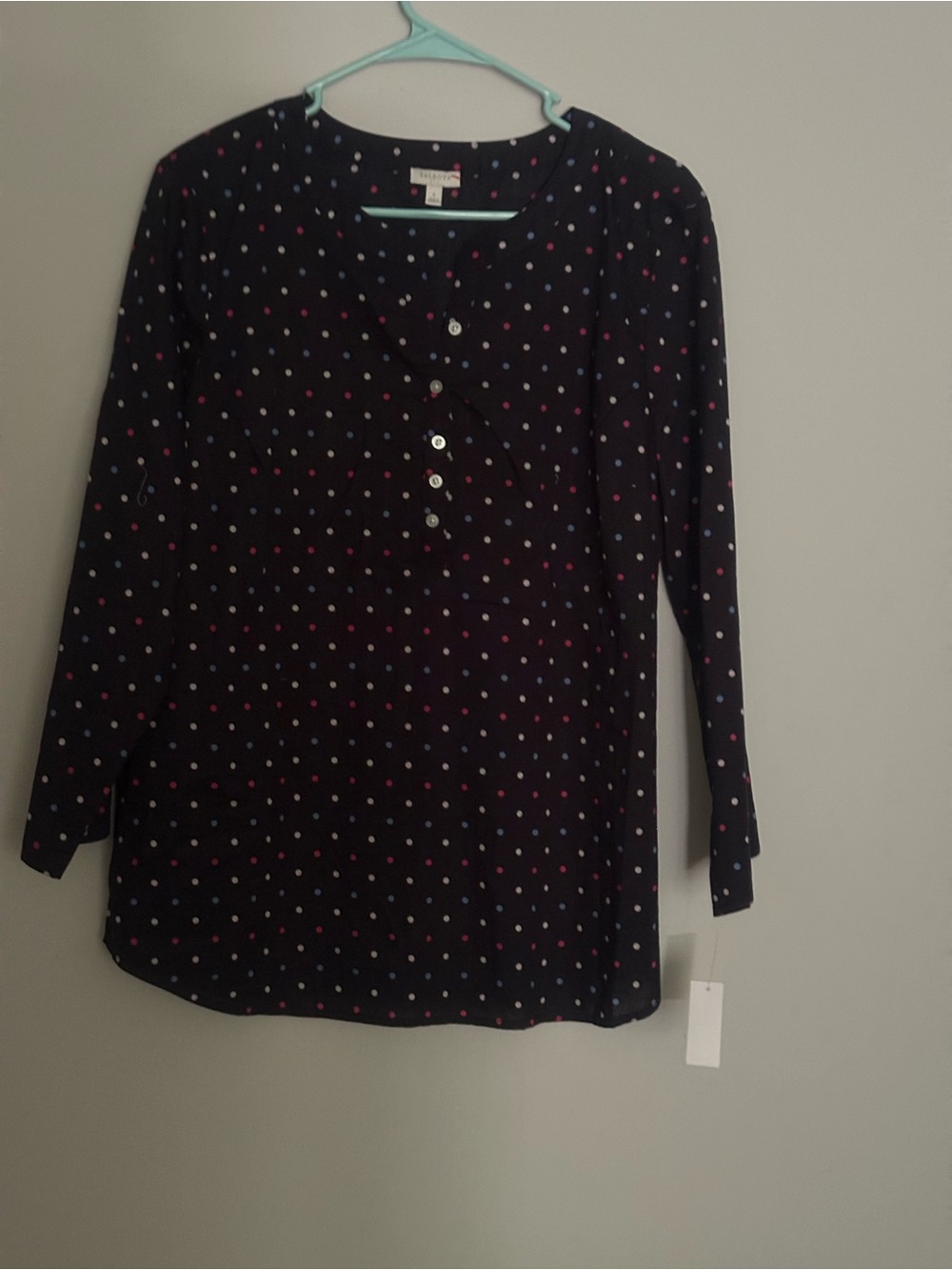 Talbots Women's Polka Dot
Long Sleeve Henley Shirt Size
L
